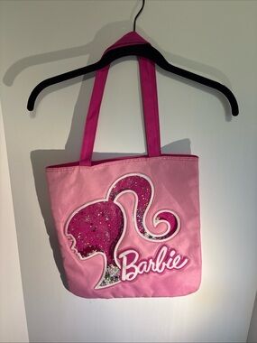 Barbie Pink Glitter Silhouette Tote
